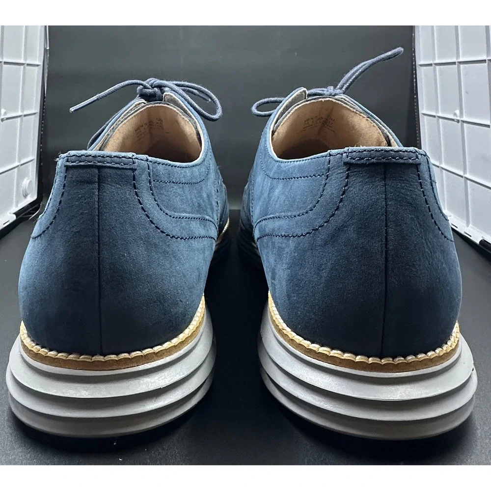 Cole Haan Grand OS Mens Blue Nubuck Wingtip Oxford Shoes Size 12 M